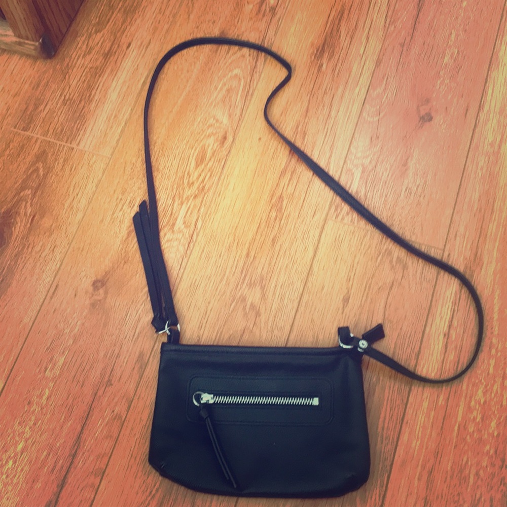 Black Pleather Crossbody Bag